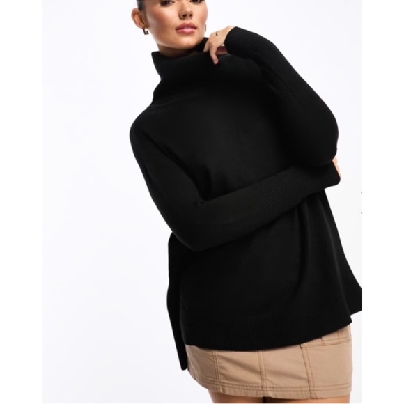French connection oversized black turtleneck sweater jumper mock neck XS small - Picture 1 of 4